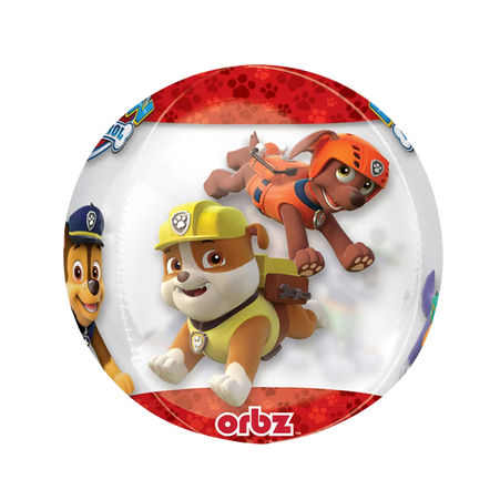 Paw Patrol Orbz Folienballon 40 cm mit Rubble und Zuma, transparenter Partyballon für Kindergeburtstag