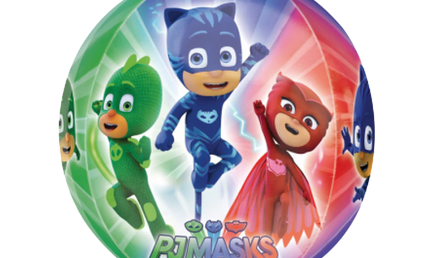 PJ Masks Orbz Folienballon 40 cm mit Catboy, Owlette und Gecko im bunten Lichtdesign, transparenter Ballon für Kindergeburtstag und Party Deko