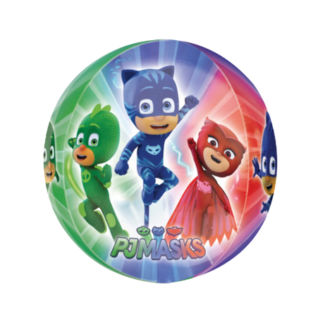 PJ Masks Orbz Folienballon 40 cm mit Catboy, Owlette und Gecko im bunten Lichtdesign, transparenter Ballon für Kindergeburtstag und Party Deko