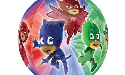 PJ Masks Orbz Folienballon 40 cm mit Catboy, Owlette und Gecko im dynamischen Action-Design, transparenter Ballon für Kindergeburtstag und Party Deko