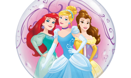 Transparenter Qualatex Bubble Ballon 56 cm mit Disney Princess Motiven Cinderella, Arielle und Belle