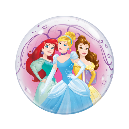 Transparenter Qualatex Bubble Ballon 56 cm mit Disney Princess Motiven Cinderella, Arielle und Belle