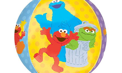 Sesamstraße Orbz Folienballon von Anagram mit Elmo Krümelmonster und Oscar dem Grouch farbenfrohes Design