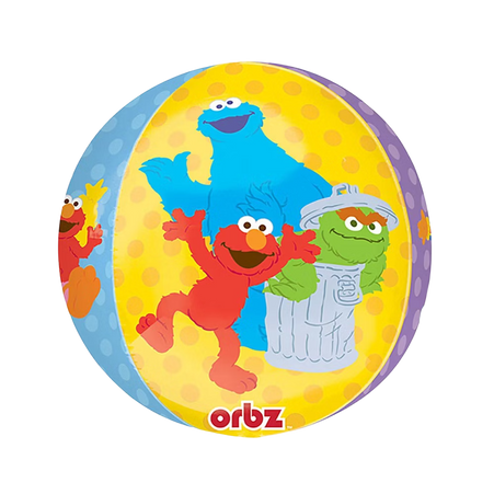 Sesamstraße Orbz Folienballon von Anagram mit Elmo Krümelmonster und Oscar dem Grouch farbenfrohes Design