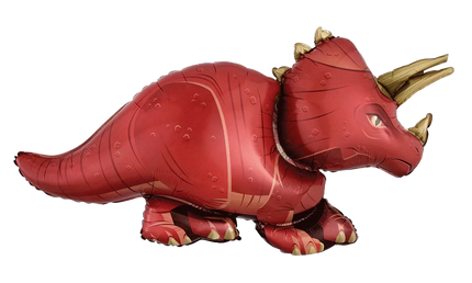 Roter Triceratops Folienballon von Anagram als Dinosaurier Deko für Kindergeburtstag