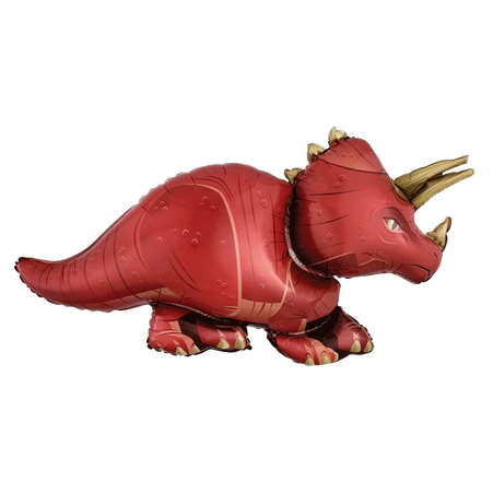 Roter Triceratops Folienballon von Anagram als Dinosaurier Deko für Kindergeburtstag