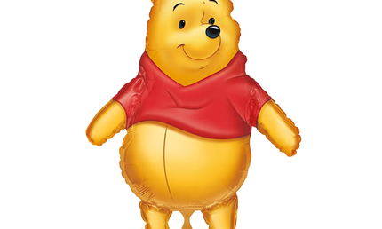 Winnie‑the‑Pooh Folienballon mit rotem Shirt – gelber Bären Heliumballon für Kindergeburtstag, Party oder Disney‑Mottofeier