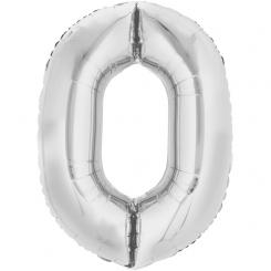 Folienballon Zahl XL "0" silber 