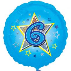 Folienballon "6. Geburtstag", blau, 43cm 