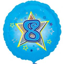 Folienballon "8. Geburtstag", blau, 43cm 