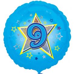 Folienballon "9. Geburtstag", blau, 43cm 