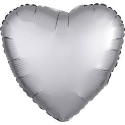 Folienballon Herz 43cm SILBER Satin 