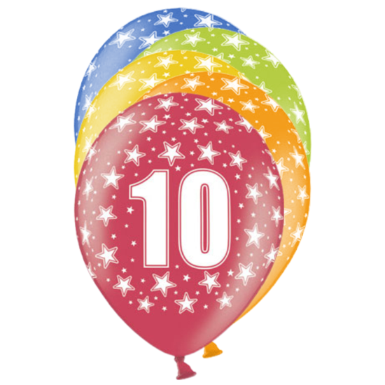 Luftballon "10. Geburtstag" bunt, 6 Stück 