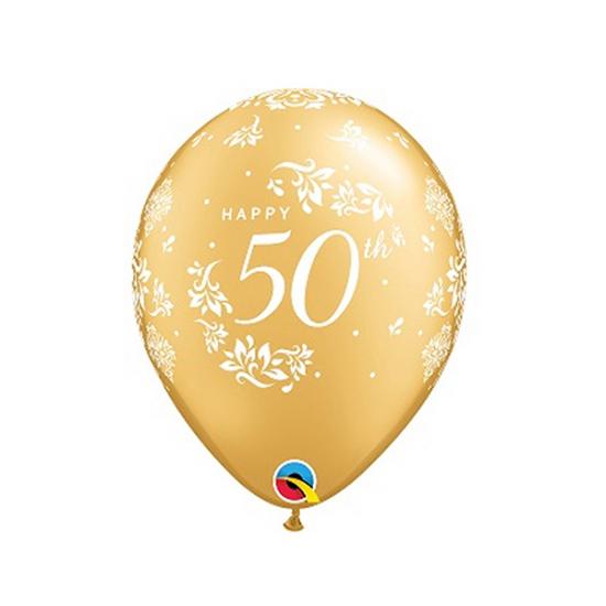 Luftballon "Goldhochzeit" gold-weiß, 6 Stück 