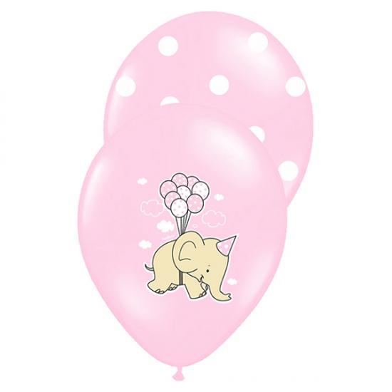 Luftballon "Baby Girl" rosa-weiß, 6 Stück 