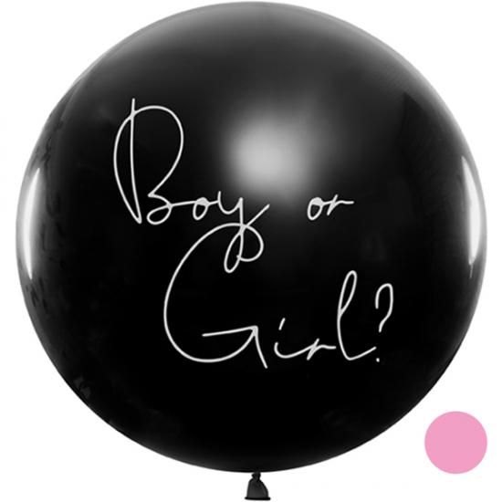 Riesenballon "BOY or GIRL" mit rosa Konfetti 