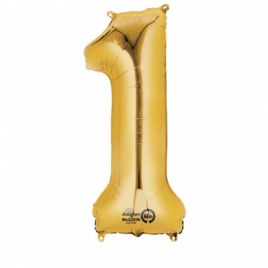 Folienballon Zahl XL "1" gold 