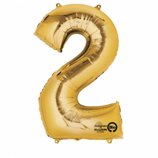 Folienballon Zahl XL "2" gold 