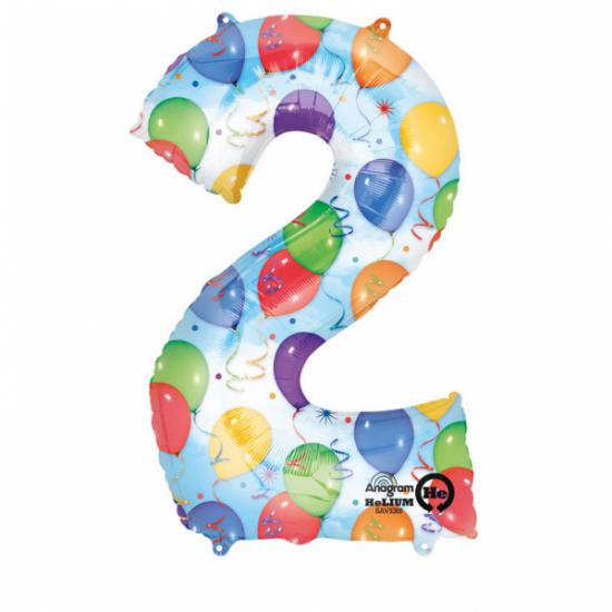 Folienballon Zahl XL "2" Ballons, Wolken & Luftschlangen 