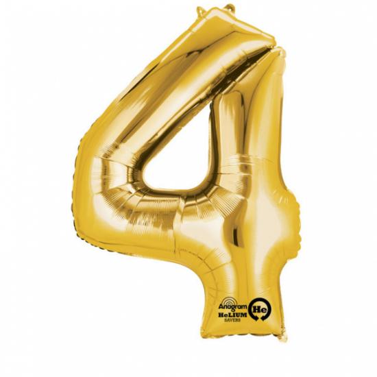 Folienballon Zahl XL "4" gold 