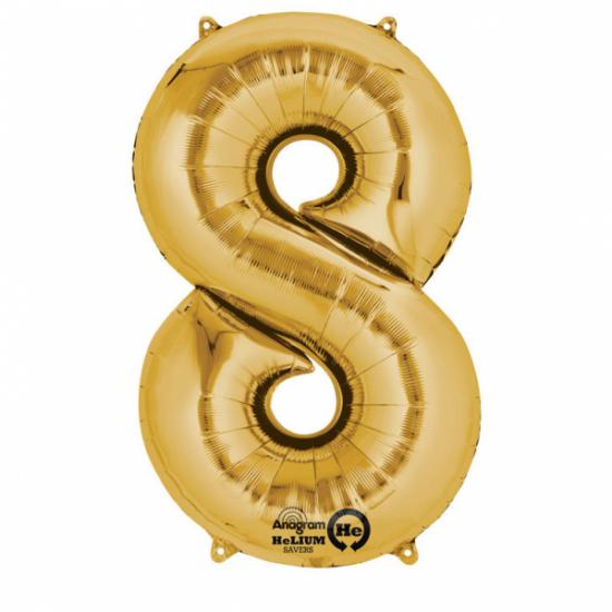 Folienballon Zahl XL "8" gold 