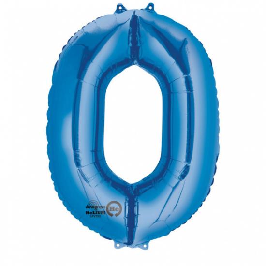 Folienballon Zahl XL "0" blau 