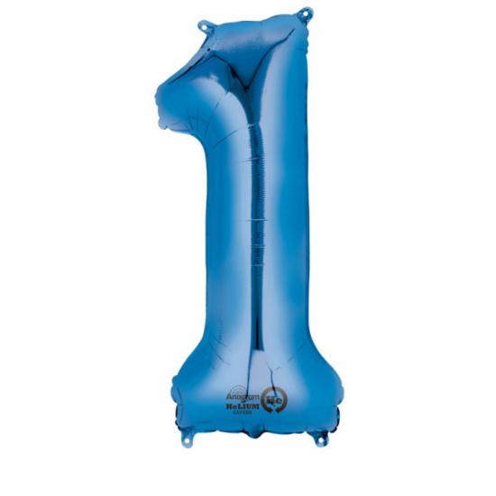 Folienballon Zahl XL "1" blau 