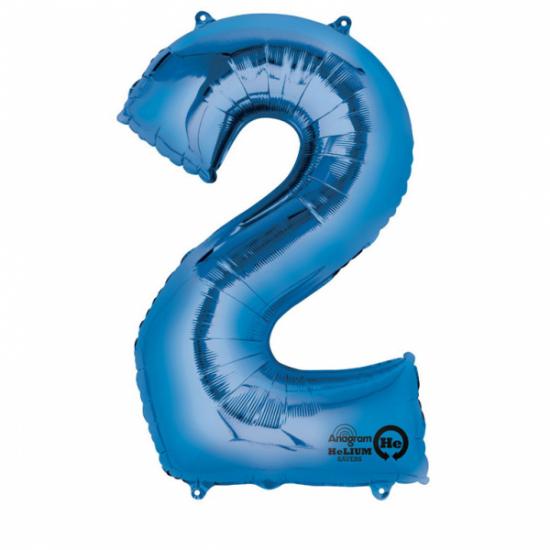 Folienballon Zahl XL "2" blau 