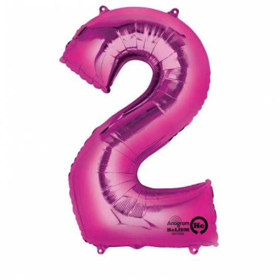 Folienballon Zahl XL "2" pink 
