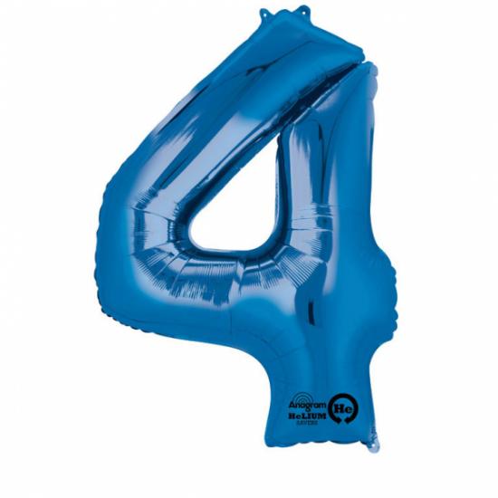 Folienballon Zahl XL "4" blau 