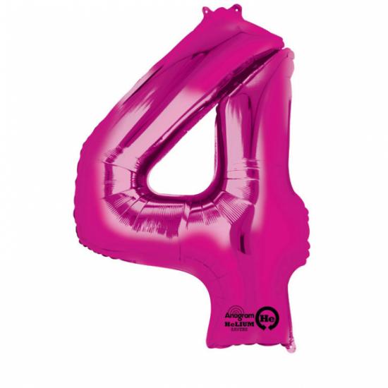 Folienballon Zahl XL "4" pink 