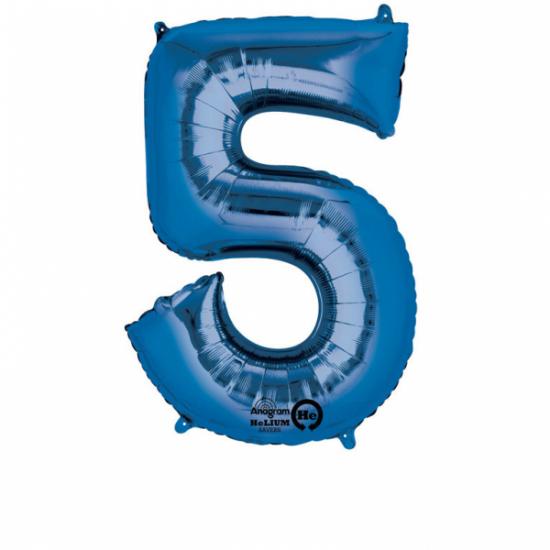 Folienballon Zahl XL "5" blau 
