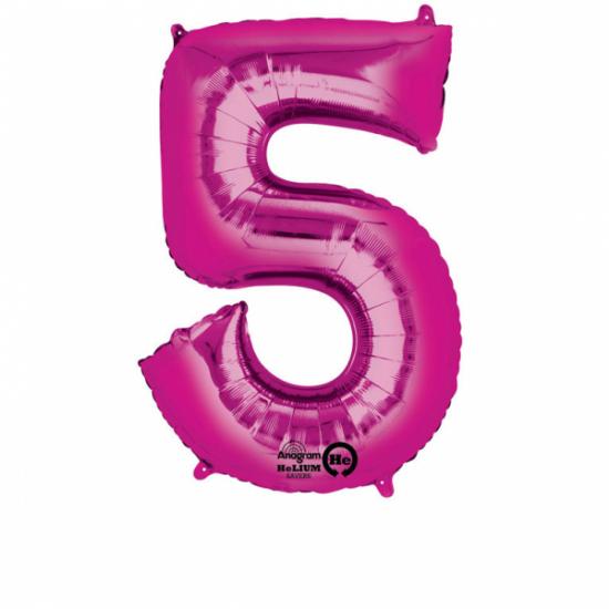 Folienballon Zahl XL "5" pink 