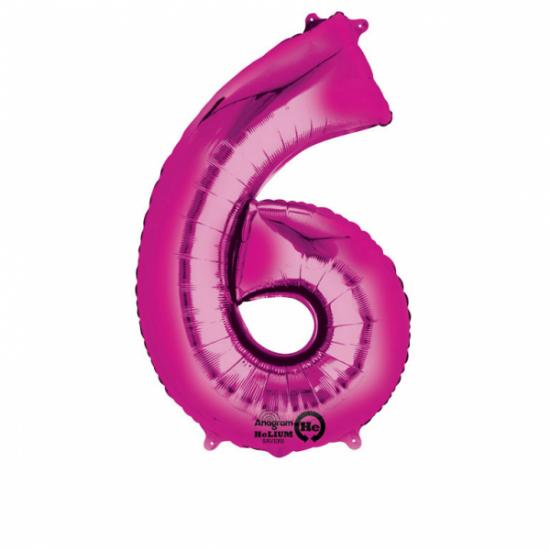 Folienballon Zahl XL "6" pink 