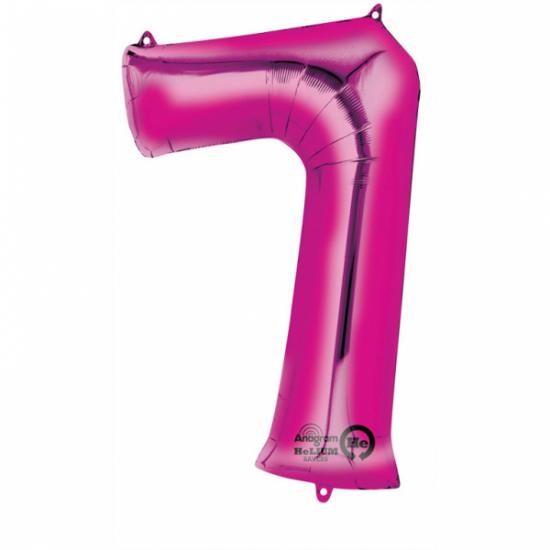 Folienballon Zahl XL "7" pink 