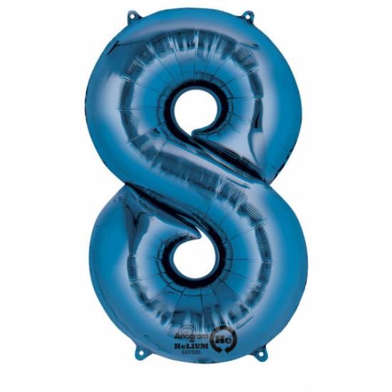 Folienballon Zahl XL "8" blau 