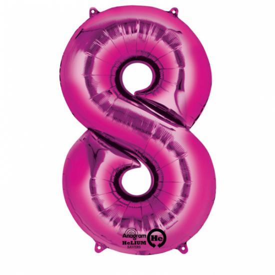 Folienballon Zahl XL "8" pink 