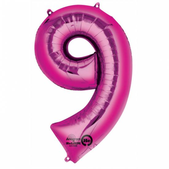 Folienballon Zahl XL "9" pink 