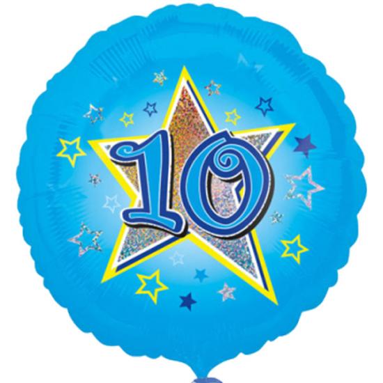 Folienballon "10. Geburtstag", blau, 43cm 