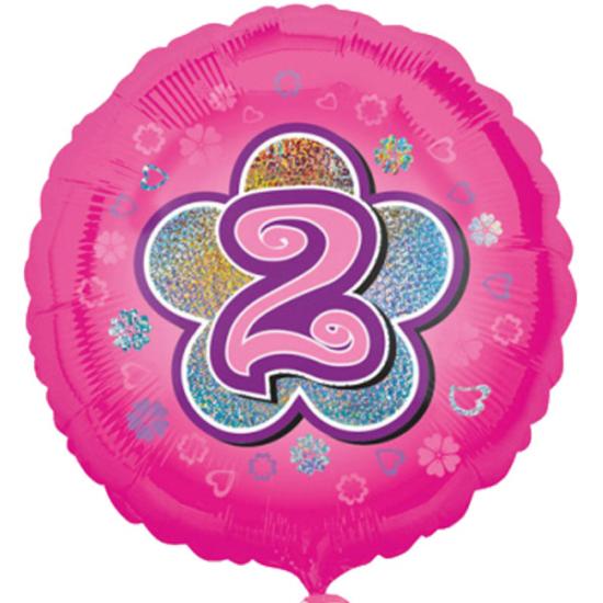 Folienballon "2. Geburtstag", rosa, 43cm 