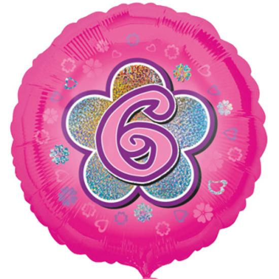 Folienballon "6. Geburtstag", rosa, 43cm 