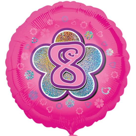 Folienballon "8. Geburtstag", rosa, 43cm 