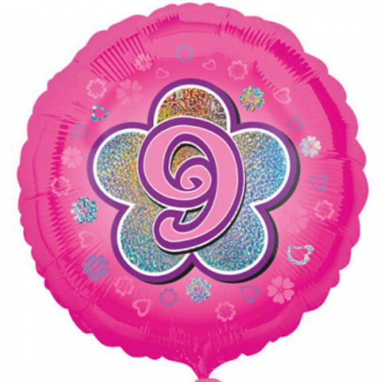Folienballon "9. Geburtstag", rosa, 43cm 