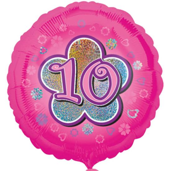 Folienballon "10. Geburtstag", rosa, 43cm 