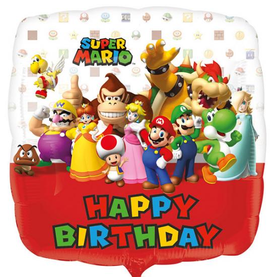 Folienballon 43cm "Super Mario - Happy Birthday" 