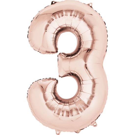 Folienballon Zahl XL "3" rosé 