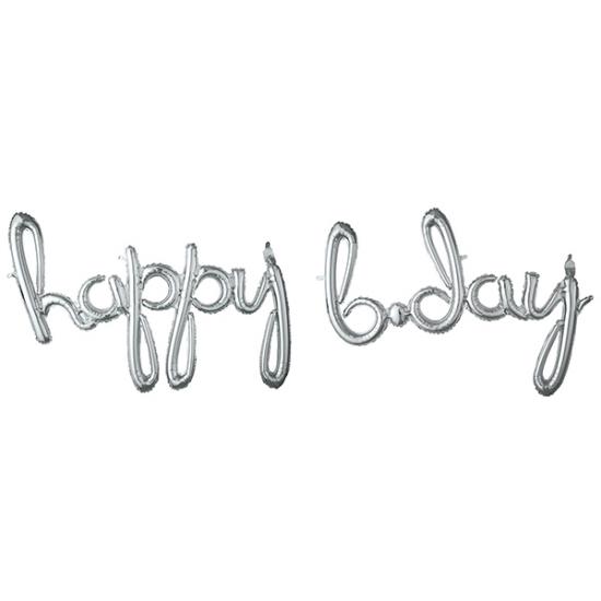 Folienballon Schriftzug "happy b-day" silber 