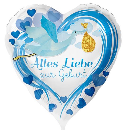 Folienballon 43cm "Alles Liebe zur Geburt" 