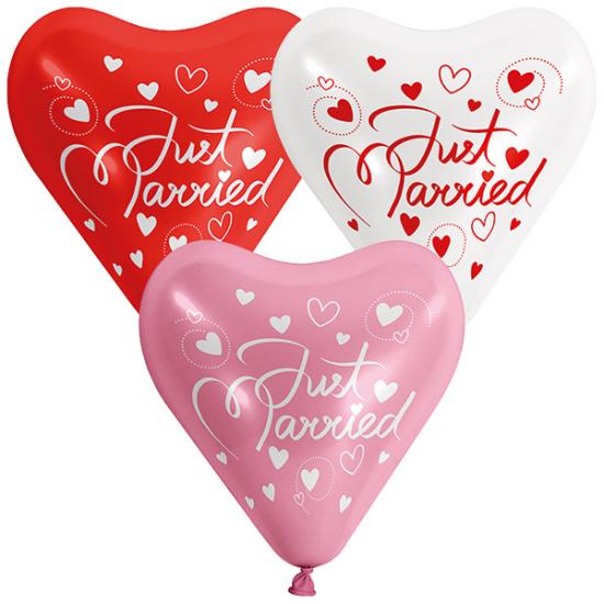 Herzballon "Just Married" rosa, 30cm 