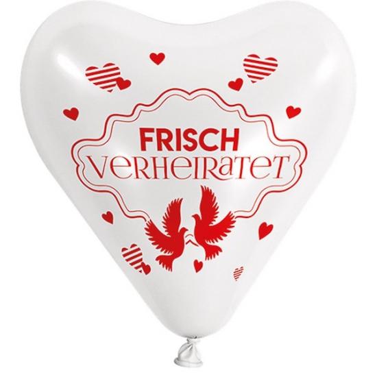 Herzballon "Frisch Verheiratet" weiß, 30cm 
